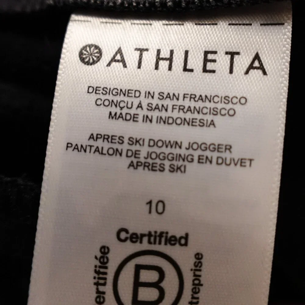 Athleta Après Ski Down Jogger Pants - Black - Women's Size 10 quilted down - Picture 11 of 13